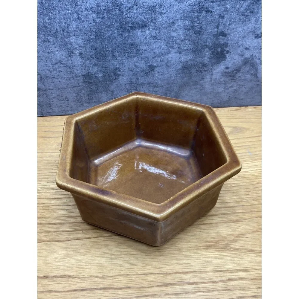 Vintage‎ Haeger Pottery Brown Hexagon Planter 9